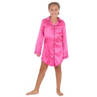 15C664: Girls Satin Nightie- Pink (9-13 Years)